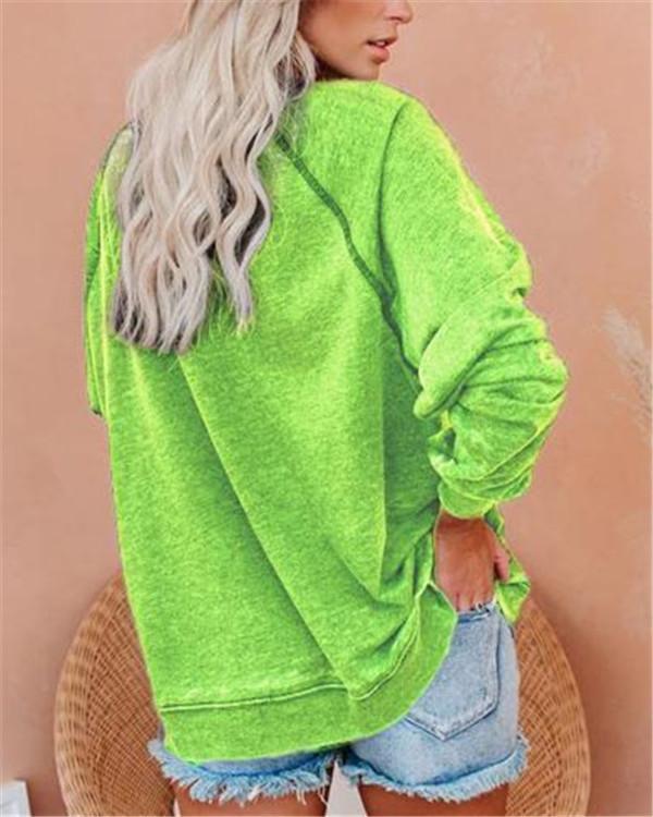 Green Graffiti Crew Neck Long Sleeve Sweatshirt