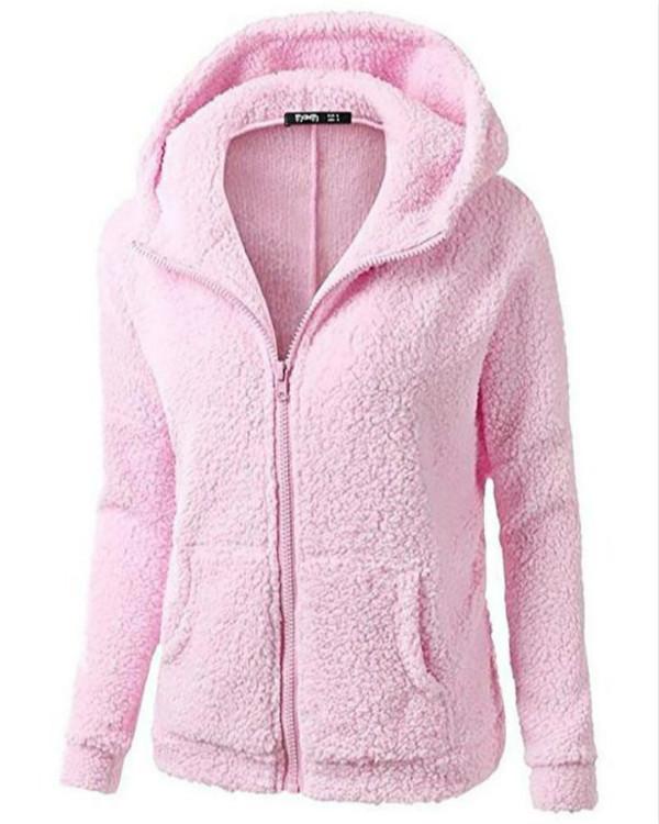 US$ 27.99 - Warm Long Coat Fur Collar Hooded Sweater Zipper Jacket ...