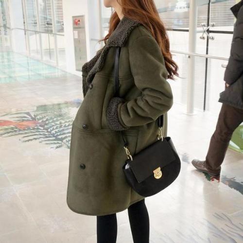 Women Plus Size Lapel Solid Long Sleeve Pockets Coat