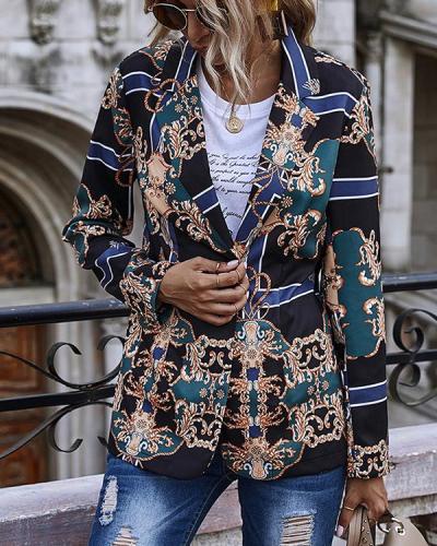 Button Up Retro Print Blazer