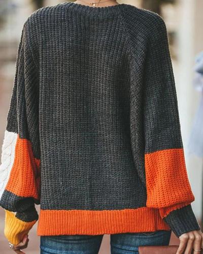 Loose Color Matching Sweater