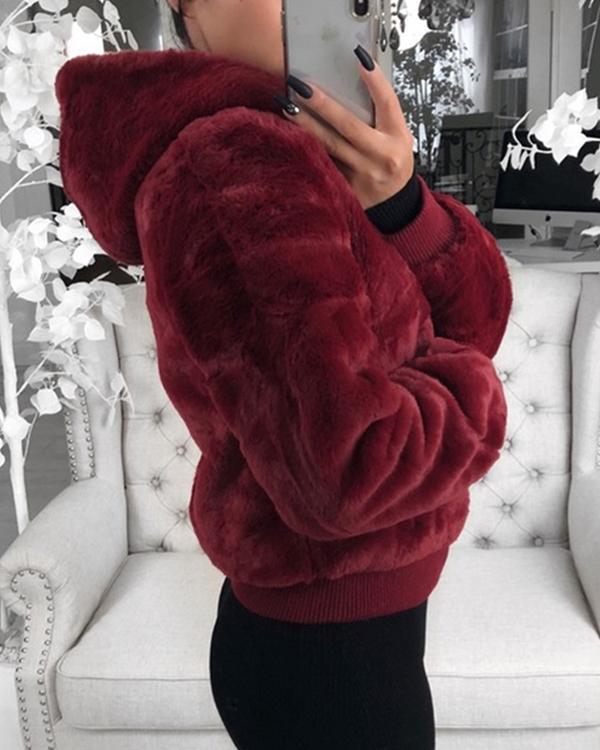 Women Winter Teddy Bear Fluffy Short Coat Fleece Fur Zipper-up Jacket