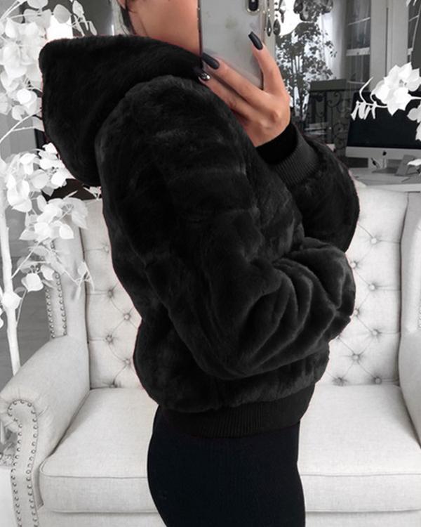 Women Winter Teddy Bear Fluffy Short Coat Fleece Fur Zipper-up Jacket
