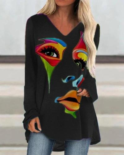 Women Crew Neck Casual Printed Shift Shirts & Tops