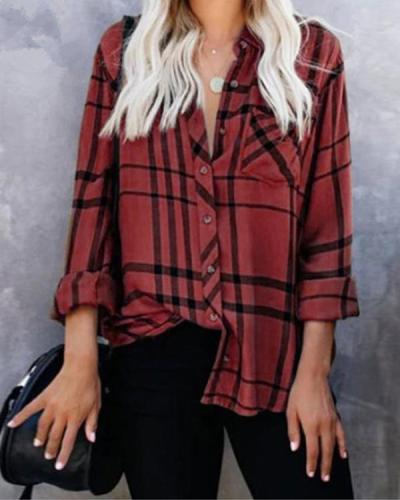 Women's V-Neck Long Sleeve Casual Stripes Shirt