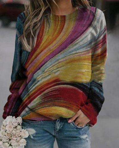 Colorful Printed Polyester Crew Neck Sweatshirts