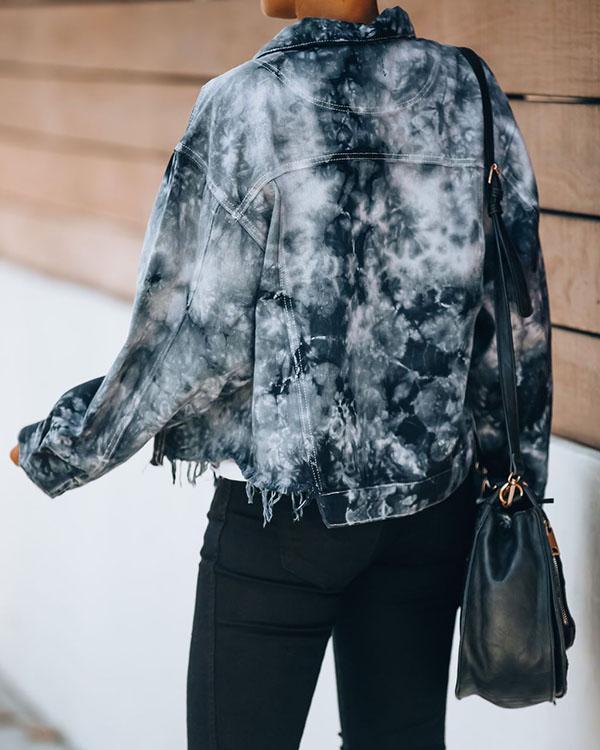 Women Irregular Fringed Denim Jacket