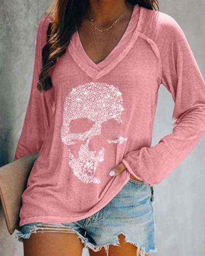 V-Neck Long Sleeves Casual T-shirts