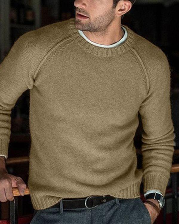 Men's Solid Color Casual Knit Sweater