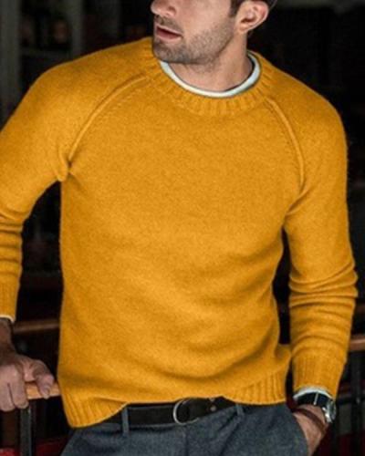 Men's Solid Color Casual Knit Sweater