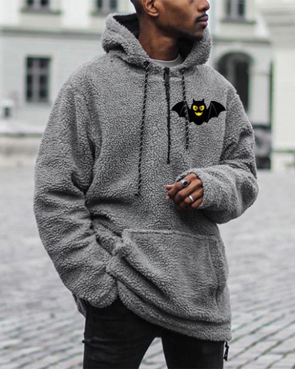 Mens Grey Casual Loose Hooded Sweatshirt