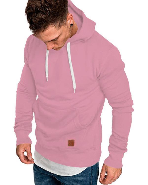 Fashion Mens Casual Solid Color Sport Hoodies