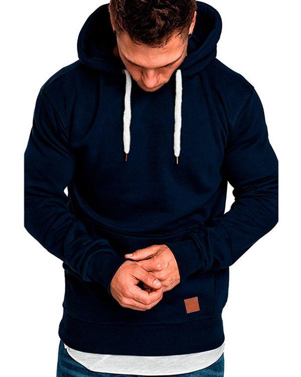 Fashion Mens Casual Solid Color Sport Hoodies