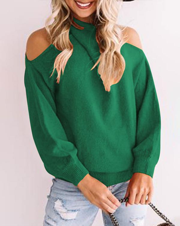 Sexy Off-shoulder V-Neck Loose Blend Sweater