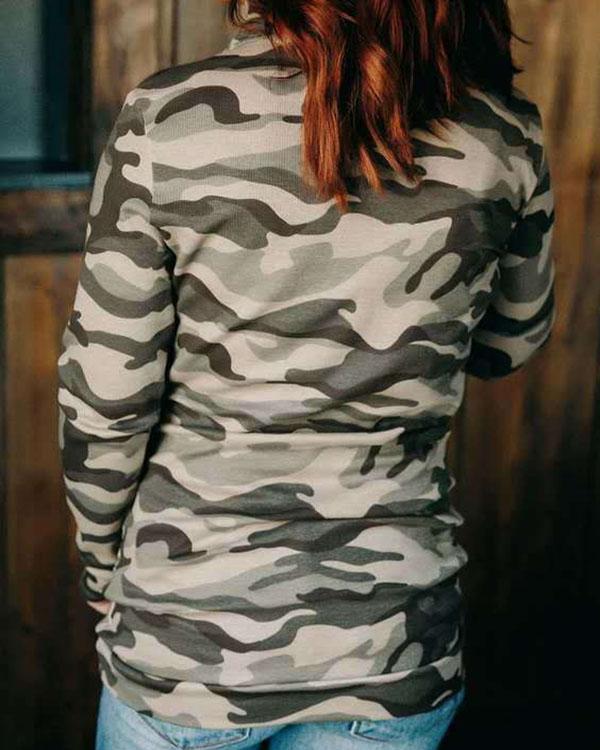 Camouflage Floral-print Long Sleeve Cotton-blend Hoodie Sweatshirt