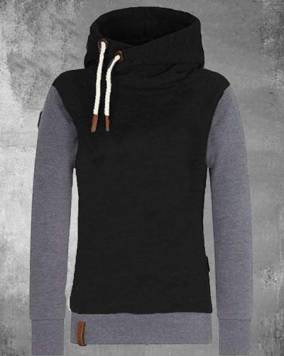 Color Contrast Cotton-blend Hoodie Sweatshirt