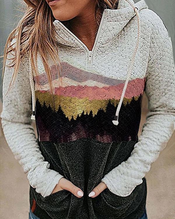 Women Color Block Long Sleeves Sweatshirt