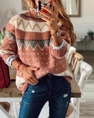 Women's Fashion Geometric Print Sweater