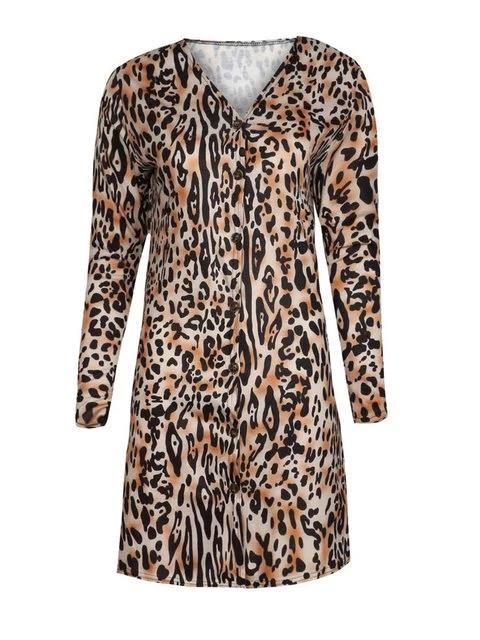 Leopard Long Sleeve Printed Knitted Leopard Print Cardigan