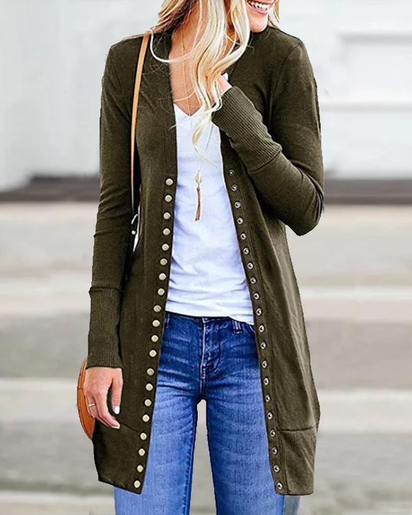 8 Colors Solid Casual Buttoned Long Sleeve Cardigan