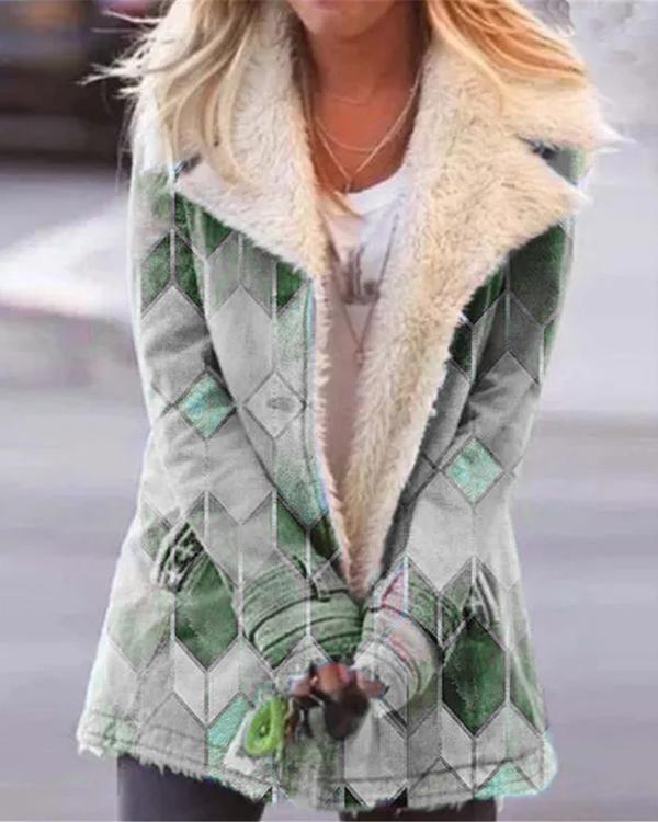Women Long Sleeve Lapel Buttons Pockets Fur Coats