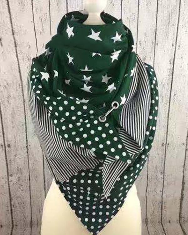 Women Polka Dots Printed Shawl Multi-purpose Neck Wrap Warm Scarf