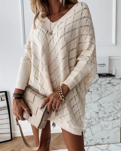 Women Knit V-Neck Casual Long Sleeves Sweaters