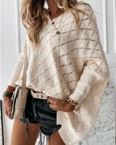 Women Knit V-Neck Casual Long Sleeves Sweaters