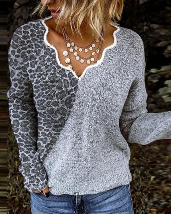 Women Exotic V Neck Long Sleeve Sweater