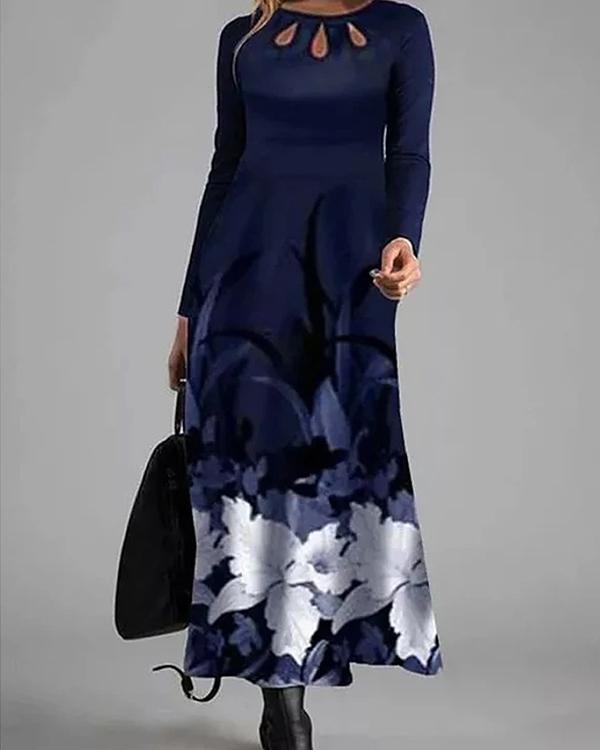 Elegant Gowns Floral Hollow Out Maxi X-line Dress