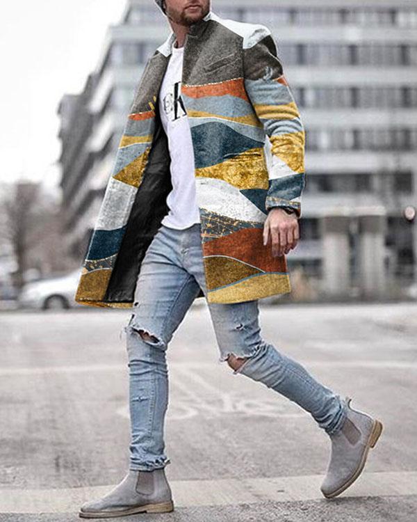 Autumn And Winter Fashion Print Long Warm Coat