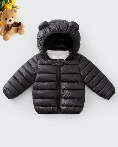 Baby / Toddler Stylish 3D Ear Print Solid Hooded Down Coat