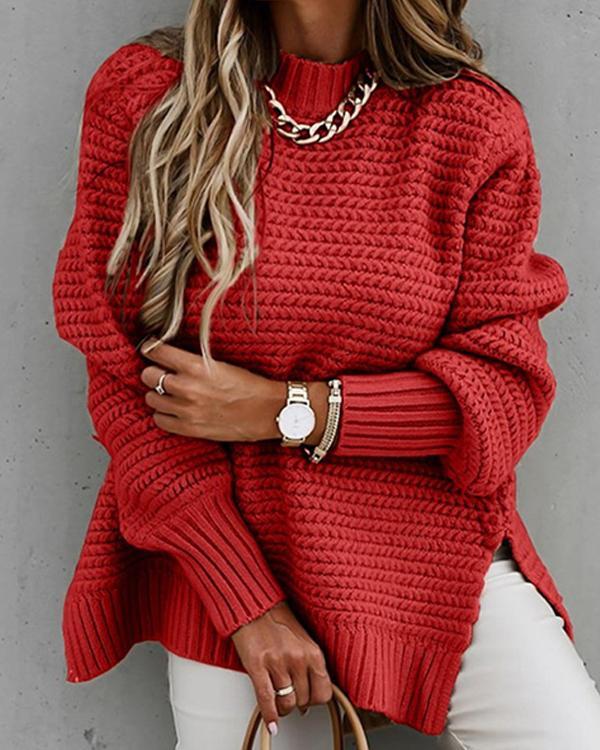 Women's Casual Trendy Loose Side-slit Sweaters