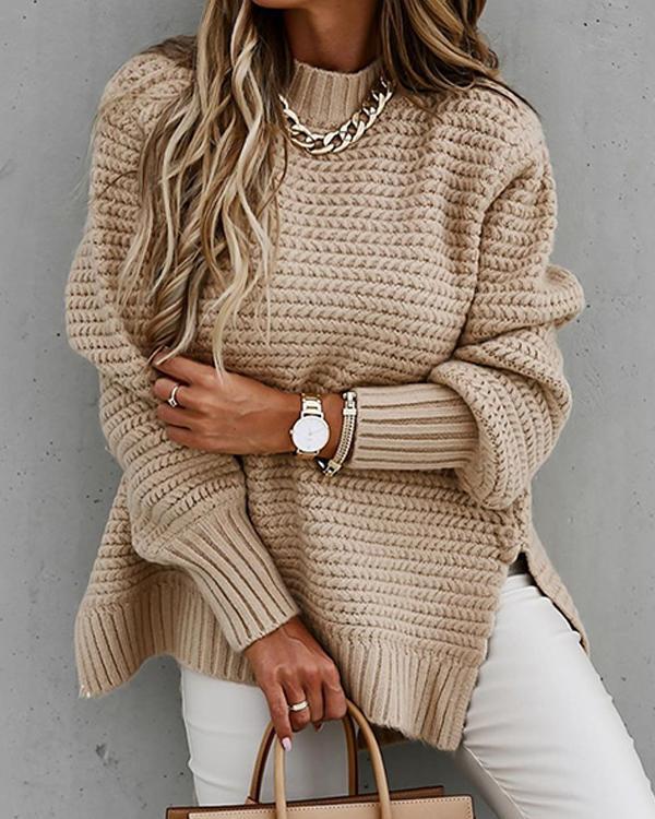 Women's Casual Trendy Loose Side-slit Sweaters