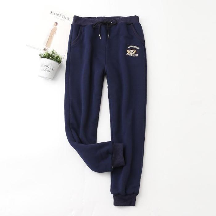 Women Solid Color Casual Daily Warm Pants