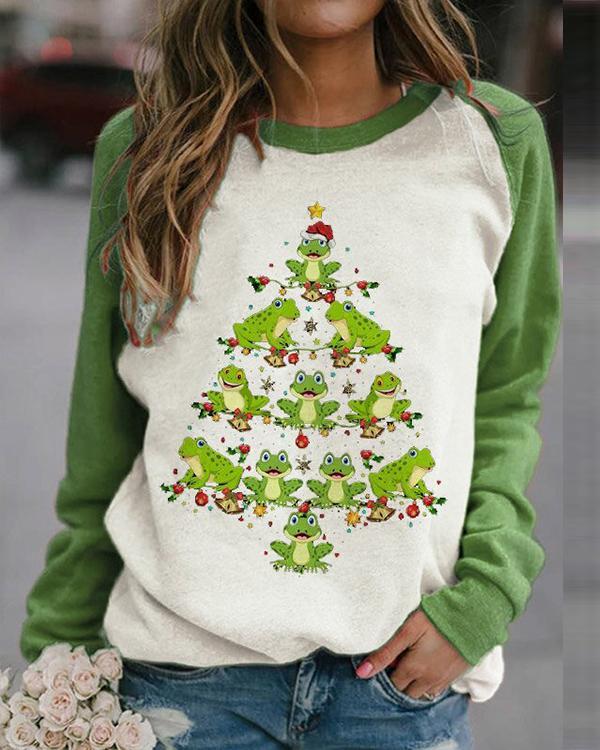 Dragonfly Christmas Tree Print Sweatshirt