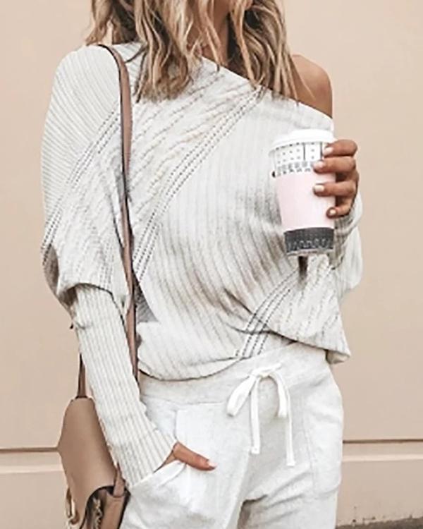 Women Sexy Off Shoulder Long Sleeve Sweater