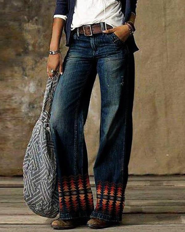 Vintage Pocket Denim Loose Jeans Pants