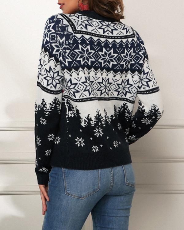 Women's Christmas Snowflake Navy Sweater