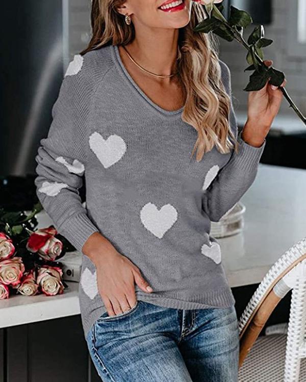 Women's Heart Print Sweater