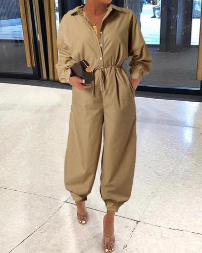 Women's Loose Casual Long Sleeves Jumpsuits