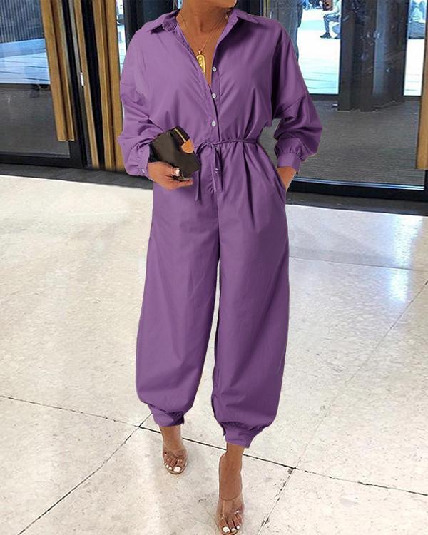 Women's Loose Casual Long Sleeves Jumpsuits