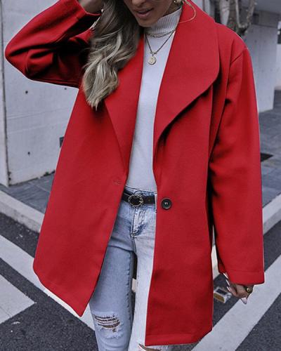 Fashionable Elegant Women Plain Turn Down Collar Long Coats