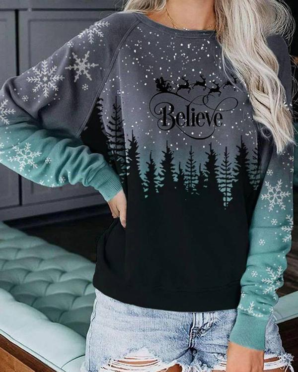 Women's Christmas Print Pullover Tops