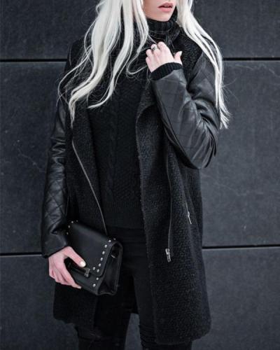 Black Fashion Long Sleeve Coat