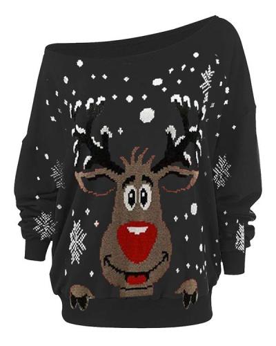 Women's Christmas Elk Print Blouses&Tops
