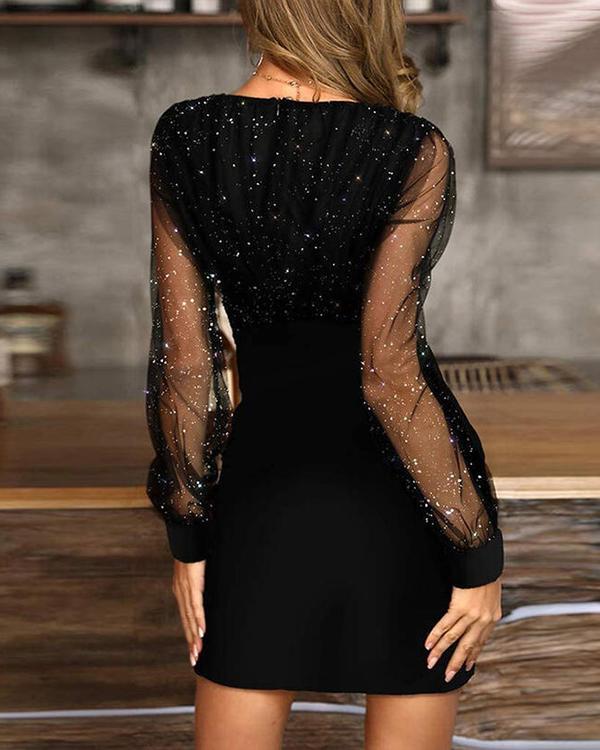 Solid Long Sleeves Bodycon Above Knee Little Black/Party/Elegant Dresses