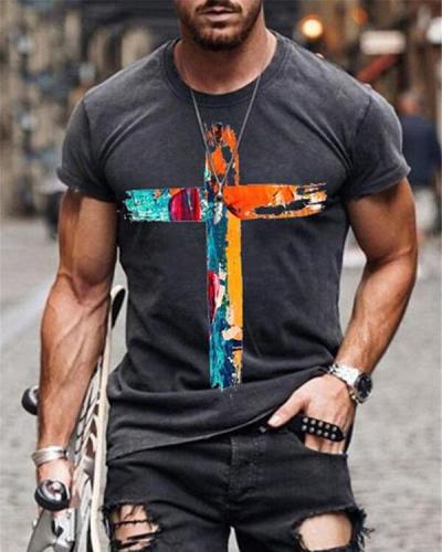 Mens Fashion Short Sleeve Print T-shirt