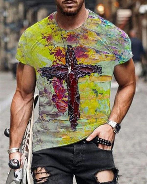 Mens Fashion Short Sleeve Print T-shirt