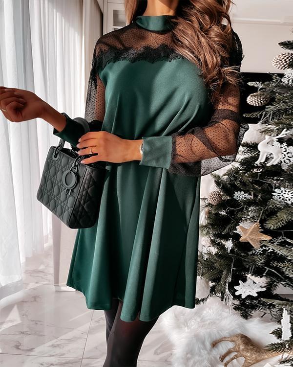 Solid Color Long Sleeves Above Knee Dress